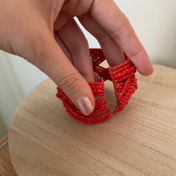 2/$15 Red Beaded Wraparound Bracelet Statement Color Stunning - Picture 2 of 2
